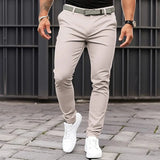 AIDASE  -  Men's Solid Color Skinny Pocket Zipper Business Casual Slim-Fit Pants aidase-shop