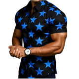 AIDASE  -  Men's Army Green Star Print Short Sleeve Button Down Shirt Slim Fit Casual Summer Shirt aidase-shop