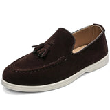 AIDASE  -  Fashion Men's Casual Shoes Suede Leather Men Classic British Style Tassels Loafers Moccasins Mens Outdoor Driving Flats aidase-shop