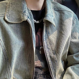 AIDASE  -  Men's Jeans Jacket Autumn Vintage Washed Casual Denim Jackets Versatile Fashion Korea Style Trendy High Street Outerwear Coat aidase-shop