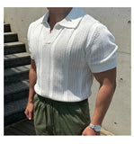 AIDASE  -  Vintage Men's Cool Short Sleeve Polo Shirt, Lapel Breathable Hollow Out Top, Summer Mesh Slim Sleeve Fashion Casual Knit T-shirt aidase-shop