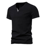 AIDASE  -  Mens T Shirt Pure Color V Collar Short Sleeved Tops Tees Men T-Shirt Black Tights Man T-Shirts Fitness For Male Clothes aidase-shop
