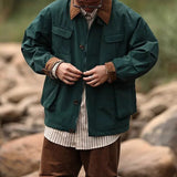 AIDASE  -  Lapel Contrasting Color Jackets Spring Autumn Japanese Ins Trendy Cool Casual Versatile Loose Coats Men's Green Workwear Jacket aidase-shop