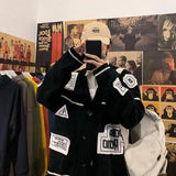 Aidase Cardigan Sweater Men's Korean Style Trendy Brand Loose Letter Knit Sweater Hong Kong Style Versatile Student Sweater Jacket aidase-shop