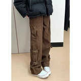 AIDASE  -  American Retro Overalls Men's Spring Autumn Logging Pants Pure Cotton Straight Trousers aidase-shop