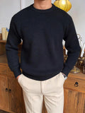 AIDASE  -  Leisure Knitting Sweaters For Mens Fall Winter Casual Texture Knit Bottoming T Shirt Fashionable Solid Color Crew Neck Sweater aidase-shop