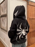 AIDASE  -  Y2k Men Spider Print Hoodies Women Hop Zipper Long Sleeve Coats Autumn Winter Harajuku Casual Loose Hooded Sweatshirt aidase-shop