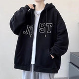 AIDASE  -  Retro American Streetwear Hoodie Jacket Men's Spring Autumn Loose Casual Couple Open Cardigan Fleece Lined Top aidase-shop