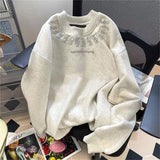 45.10Aidase American Street Hip-hop Men and Women Trendy Personalized Printed Round Neck Pullover for Couples Loose Retro Casual Top Y2k aidase-shop