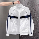 AIDASE  -  Summer New Men's Fashionable Comfortable Sun Protection Jacket Color Block Stand Collar Coat Windproof aidase-shop