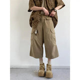 AIDASE  -  Summer Vintage Artistic Lazy Style Pleated Casual Pants Loose Big Pocket Men's Women's College Style Seven-Five Pants Trendy aidase-shop