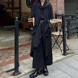 Aidase Mens Chinese Style Pleated Button Double Button Stacked Irregular Culottes Essential Casual Fashion Trend Loose Wide Leg Pants aidase-shop