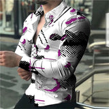 AIDASE  -  New Printed Casual Slim Fit Youth Men's Irregular Pattern Print Long Sleeve Shirt aidase-shop