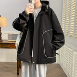 AIDASE  -  Men Spring Autumn Solid Color Jacket Line Sense Design Version Loose Thin Fashion Trend All-purpose Fabric Breathable Comfort aidase-shop