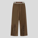 AIDASE  -  Men Pants Solid Color Button Lace Up Loose Casual Trousers Men Streetwear Joggers 2025 Fashion Leisure Male Long Pants aidase-shop