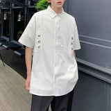 AIDASE  -  Summer New Men's Solid Color Stitching Short-Sleeved Shirt Korean Style Fashion Trend Street Loose Casual Simple Men's Tops aidase-shop
