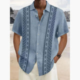 AIDASE  -  Men's Vintage Geometric Ethnic Pattern Button Shirt Lapel Hawaiian Style Summer Party Holiday Clothing aidase-shop
