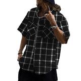 AIDASE  -  Men's viral trends Plaid-stitched button-down casual sports short-sleeved shirt aidase-shop