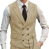 Aidase Herringbone Men Vest Dark Green Suede Leather Gentleman Business Waistcoat Vintage Regular Slim Men Suit Vest aidase-shop