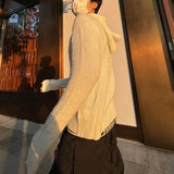 Aidase Spring Fall Personalized Y2k Street Hip Hop Sweater Fashion Zipper Hood Cardigan Men's Long Sleeve Jacket Neutral Knitted Coat aidase-shop