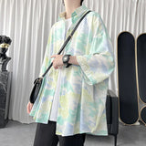 AIDASE  -  Men's Trendy Tie-Dye Short Sleeve Casual Shirt 2025 Summer New Fashion Lapel Single Breasted Tops Handsome Clothes 21E6522 aidase-shop