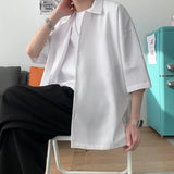 Aidase Half Sleeve Shirts Men Clothing All-match Ulzzang Fashion Students Handsome Summer Thin Casual Simply Baggy Hemden Pure Color aidase-shop