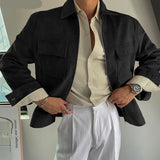AIDASE  -  Tops Korean Style Fashion Men's Solid Suede Jacket Coats Casual Streetwear Male Loose All-match Long Sleeved Jacket aidase-shop
