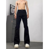 AIDASE  -  Black Bell Bottom Jeans Men's Autumn Versatile Handsome High Waist Slimming Leg Lengthening Casual Wide Leg Pants aidase-shop