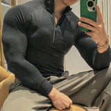 AIDASE  -  Men's Half Zip Long Sleeve Activewear Shirt Breathable Stretch Running Training Gym Workout Sweatshirt Mock Neck Tee Fall Winter aidase-shop