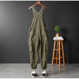 AIDASE  -  Men Joggers Bib Overalls Multi Pockets Cargo Pants Adjustable Suspenders Coveralls Summer Jumpsuits aidase-shop