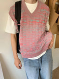 Aidase Knit Sweater Male Sleeveless Vest Men's Clothing V Neck Pink Cute Waistcoat Baggy X 100 Pure Cashmere Cotton Old Wholesale A
