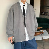 Aidase Men Cardigan Autumn Male Outwear Mens Sweaters V-neck Argyle Retro Japanese Trendy All-match Casual Oversized Loose Sweater aidase-shop