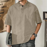 AIDASE  -  Short Sleeved POLO Shirt for Men's Summer Knit Jacquard Texture Oversized Loose Collar Niche T-shirt aidase-shop