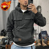 Aidase Male Clothes Hoodies Sweatshirt for Men Motorcycle Hooded Aesthetic Half Zip High Quality Welcome Deal Streetwear One Piece Warm aidase-shop