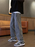 American hiphop jeans men's autumn winter retro smoke gray y2k pants man unisex loose straight wide bottom oldschool baggy jeans aidase-shop
