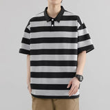 AIDASE  -  Summer Short Sleeve Striped Polos Shirts Men Anti-Wrink Turn Down Collar Casual Polos Male Sports Tees Couple Tops Streetwear aidase-shop