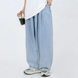 AIDASE  -  Retro Japanese Sle BF Wide Leg Pants Weathered Denim Loose Straight Cut Jeans ex Dad Pants Youth Faion All Seasons aidase-shop