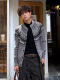 AIDASE  -  American Fair Isle Knitted irt Men Women Autumn Outerwear Lazy Loose Sle Sweater Cardigan Casual Wear Nylon Polyester aidase-shop