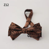 AIDASE  -  12*6CM Luxury Paisley Bow Ties For Men Adult Gray Brown Floral Soft Bowties Wedding Party Groom Formal Butterfly Shirt Accessory aidase-shop