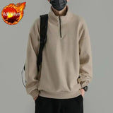 Aidase Sweatshirts for Man Top Hoodieless Men's Clothing Solid Pullover Fleeced Half Zip Sweat Shirt Funny Harajuku Fashion Autumn Emo aidase-shop