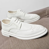 AIDASE  -  White Men's Dress Shoes Classic Formal Oxford Leather Office Shoes For Men High Quality Wedding Casual Business Brogues Shoe Man aidase-shop