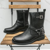 AIDASE  -  Winter Men High-top Chelsea Boots Black American Casual Side Zipper Fashion Buckle High-quality Boots Outdoor Training Boots Men aidase-shop