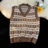 Aidase Ethnic Style Men's Sweater Vest Vintage V-neck Preppy Style Male Knitted Tank Top Autumn Winter Casual Versatile Top aidase-shop