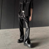 AIDASE  -  American Retro High-End PU Leather Casual Pants Men's Niche Design Loose Wide Leg Versatile Long Trousers aidase-shop