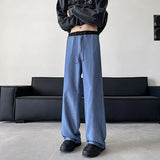 AIDASE  -  Autumn Men's Wide-Leg Pants Contrast Waist Drawstring Casual Trousers aidase-shop
