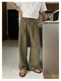 AIDASE  -  Men's Korean Light Luxury Draped Linen Wide Leg Pants Leisure Button-down Solid Color Straight Premium Elegant Sweatpants M-3XL aidase-shop