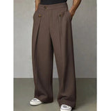 AIDASE  -  Spring Autumn New Fashion Men Casual Suit Pants Multiple Buttons High Waist Loose Straight Trousers Spring Business Soild Pant aidase-shop