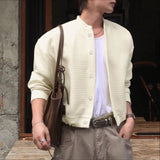 AIDASE  -  Men Jackets Solid Color Stand Collar Long Sleeve Button Men Coats Streetwear Loose Korean Style Fashion Casual Outerwear aidase-shop