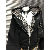AIDASE  -  Leopard Jacket Women Y2k Patchwork Zip Up Coat Harajuku Slim Hoodie Autumn Winter Female Layered Look Sweatshirt Spring aidase-shop