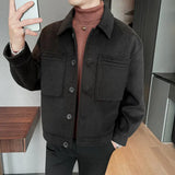 Aidase British Style Winter Short Woolen Coat Men Warm Fashion Pocket Casual Cloth Jacket Men Streetwear Loose Woolen Coat S-3XL aidase-shop